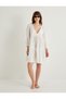 Scallop Beach Dress Balloon Sleeve V-Neck Flounces - 3