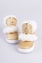 Gold Glittery Furry Bee Detailed Velcro Non-Slip Sole Girl's Boots - 5