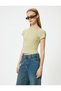 Crop T-Shirt with Embroidery and Printed Back, Short Sleeves - 3