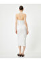 Halter Neck Dress Midi Window Detailed Front Slit Slim Fit - 4