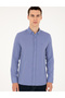 Blue Oxford Slim Fit Long Sleeve Shirt 50289396-Vr036 - 3