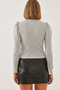 Women's Gray Princess Sleeve Ribbed Blouse 2111 60351109 - 3