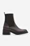 Women's Elastic Side Strap Heeled Casual Boots Tunles Brown - 3