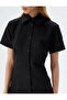 Shirt Dress Mini Buttoned Pleated Short Sleeve Slim Fit - 5