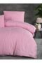 Double Duvet Cover Set with Fitted Sheet Satin Pink - 2