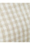 Linen Blended Thin Strap Crop Top Gingham Patterned - 6