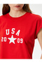 Short Sleeveless T-Shirt College Themed Printed Crew Neck Cotton - 5