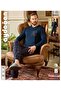 Men's Pajama Set - Cotton Combed, Single Jersey Long Sleeve, Plaid Bottom, 240802   New Season