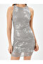 Metallic Draped Halter Neck Mini Evening Dress - 5