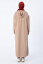 Beige Basic Hooded Knitted Cotton Dress - 4