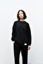 Black Anti-Sweat Ornamental Label Detailed Top and Waist Elastic Trousers Modal Set - 2