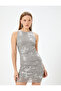 Metallic Draped Halter Neck Mini Evening Dress