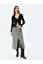Midi Size Asymmetrical Double Breasted Skirt with Ribbed Slits
