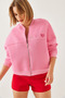 Women's Pink Heart Embroidered Three-Thread Embroidered Cardigan 6326 60251954 - 6