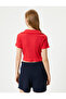 Polo Neck Crop T-Shirt Short Sleeve Ribbed Cotton - 4