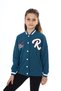 Girls' College Collar Snap Closure Pocket Low Shoulder Embroidery Printed Knitted Cardigan - 2 Thread Shardo - 4