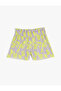 Flower Patterned Pleated Shorts - Elastic Waist