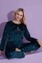 New Season Moon Patterned Trend Model Velvet Mother/Daughter Pajama Set 2776-Emerald Green - 5