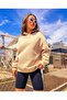 Unisex Oversize Beige Livable California Back Printed Brown Hooded Sweatshirt - 6