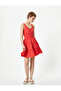 Mini Dress Thick Straps Ruffle and Gipe Detailed Buttoned Lined