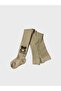 Girl's Cotton Milk Coffee Teddy Bear Patterned Washed Perfumed Soft Textured Pantyhose