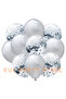 Silver Confetti Transparent Balloon and Metallic Silver Balloon Set 10 Pieces Birthday Bride to Be Celebration