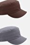 Men's Fidel Castro Hat 2-Piece Cap with Rosette Detail - Brown/Grey - 2