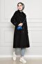 Cepken Detailed Waist Tunneled Cashmere Cap-Black - 3
