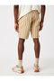 Striped Denim Shorts with Pockets - 4
