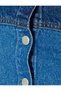Mini Denim Skirt High Waist with Stitching Detail - 8
