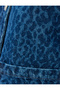 Denim Jacket with Crew Neck, Leopard Print, Buttoned Pocket Detail - 7