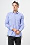 Blue Long Sleeve Pattern Half Italian Collar Pocket Cotton Classic Comfort Fit Shirt 1004245195 - 3
