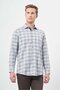 Men's Dark Blue Long Sleeve Plaid Pattern Cotton Comfort Fit Shirt 1004245165
