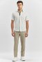 Men's Dark Khaki Short Sleeve Striped Garnished Cotton Slim Fit Slim Fit Shirt 1004240244 - 3