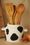 Black Dalmatian Patterned Mini Handled Sweet Decorative Spoon Holder - 6