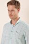 Men's Dark Green Long Sleeve Checkered Classic Slim Fit Slim Fit Shirt 1004230175 - 4