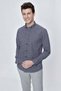 Navy Blue Long Sleeve Shirt Collar Classic Slim Fit Cotton Shirt 1004225223 - 3