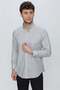 Men's Gray Long Sleeve Classic Slim Fit Cotton Lycra Shirt 1004225247 - 3