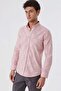 Men's Powder Color Short Sleeve Patterned Jacquard 100% Cotton Slim Fit Shirt 1004230183