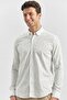 Men's White Short Sleeve Printed 100% Cotton Classic Slim Fit Shirt 1004240105 - 6