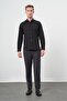 Men's Black Long Sleeve Hard Collar Slim Fit Shirt 1004245324 - 2