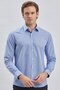Blue Long Sleeve Pocketless Cotton Classic Slim Fit Shirt 1004240230