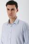 Men's Dark Blue Long Sleeve Patterned Hard Collar Cotton Slim Fit Slim Fit Shirt 1004235171 - 6