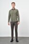 Khaki Long Sleeve Half Italian Collar Pocketless Cotton Classic Slim Fit Shirt 1004245222 - 2