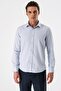 Men's Dark Navy Blue Long Sleeve Cotton Slim Fit Shirt 1004235171