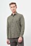 Khaki Long Sleeve Half Italian Collar Pocketless Cotton Classic Slim Fit Shirt 1004245222