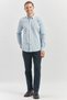 Blue long sleeve ribbed 100% cotton casual slim fit tight cut shirt 1004240247 - 3