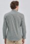 Men's Dark Green Long Sleeve Printed Buttoned Collar Cotton Classic Slim Fit Shirt 1004240215 - 5