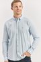 Blue long sleeve ribbed 100% cotton casual slim fit tight cut shirt 1004240247 - 5