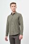 Khaki Long Sleeve Half Italian Collar Pocketless Cotton Classic Slim Fit Shirt 1004245222 - 3